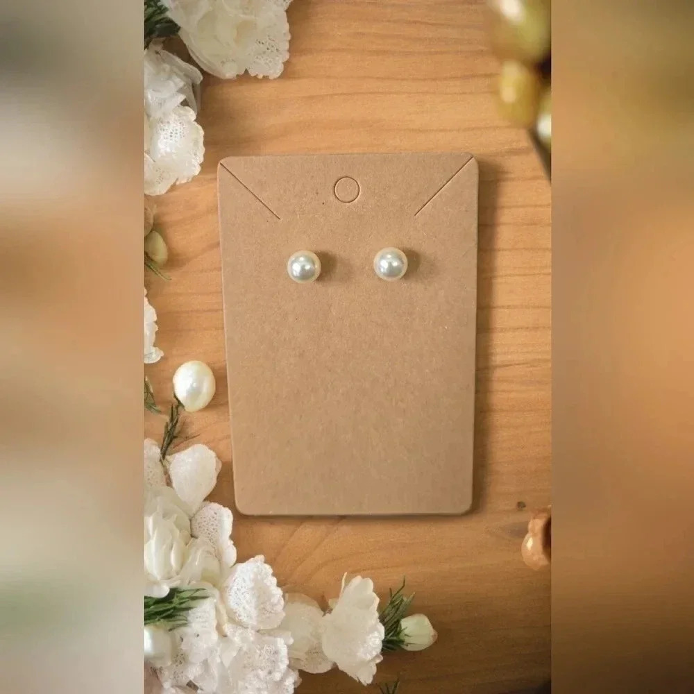 Cream Faux Pearl Stud Earrings